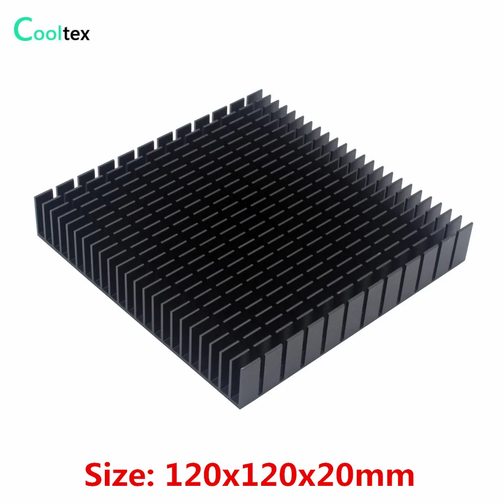 Disipador de calor de aluminio, Enfriador de radiador de disipador de calor negro de 120x120x20mm para Chip LED, refrigeración por disipación de calor electrónica