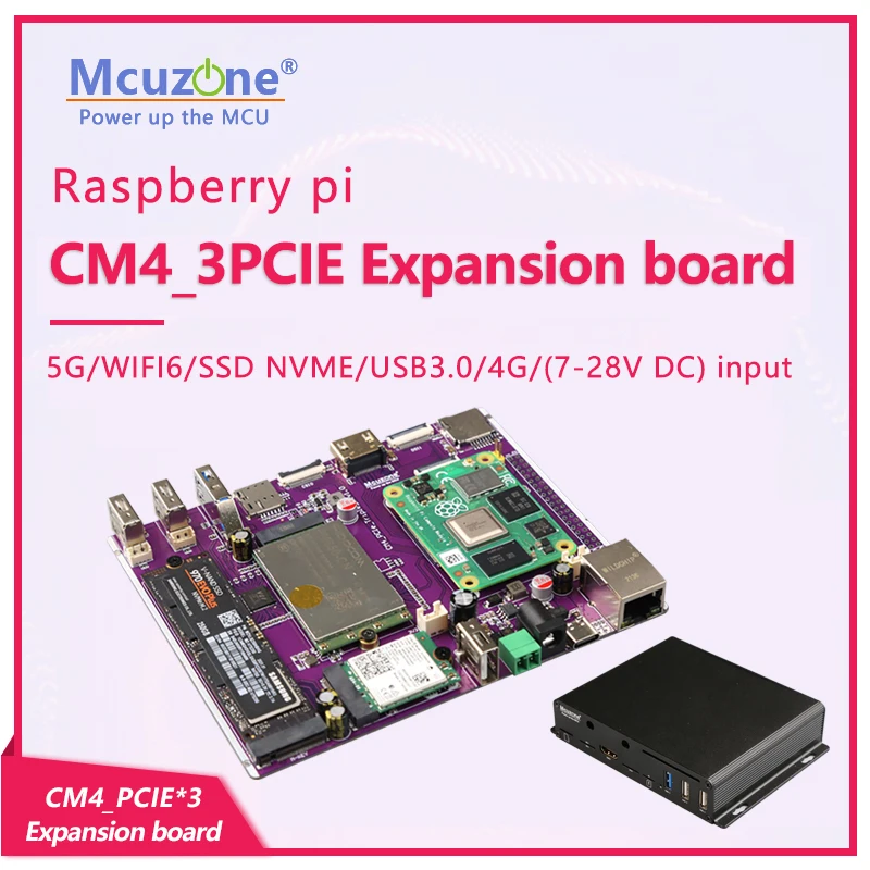 RPi CM4 _ PCIe * 3 placa de expansión 5G/WIFI6/SSD NVME/USB3.0/amplio voltaje/4G LTE M.2 Ubuntu openwrt