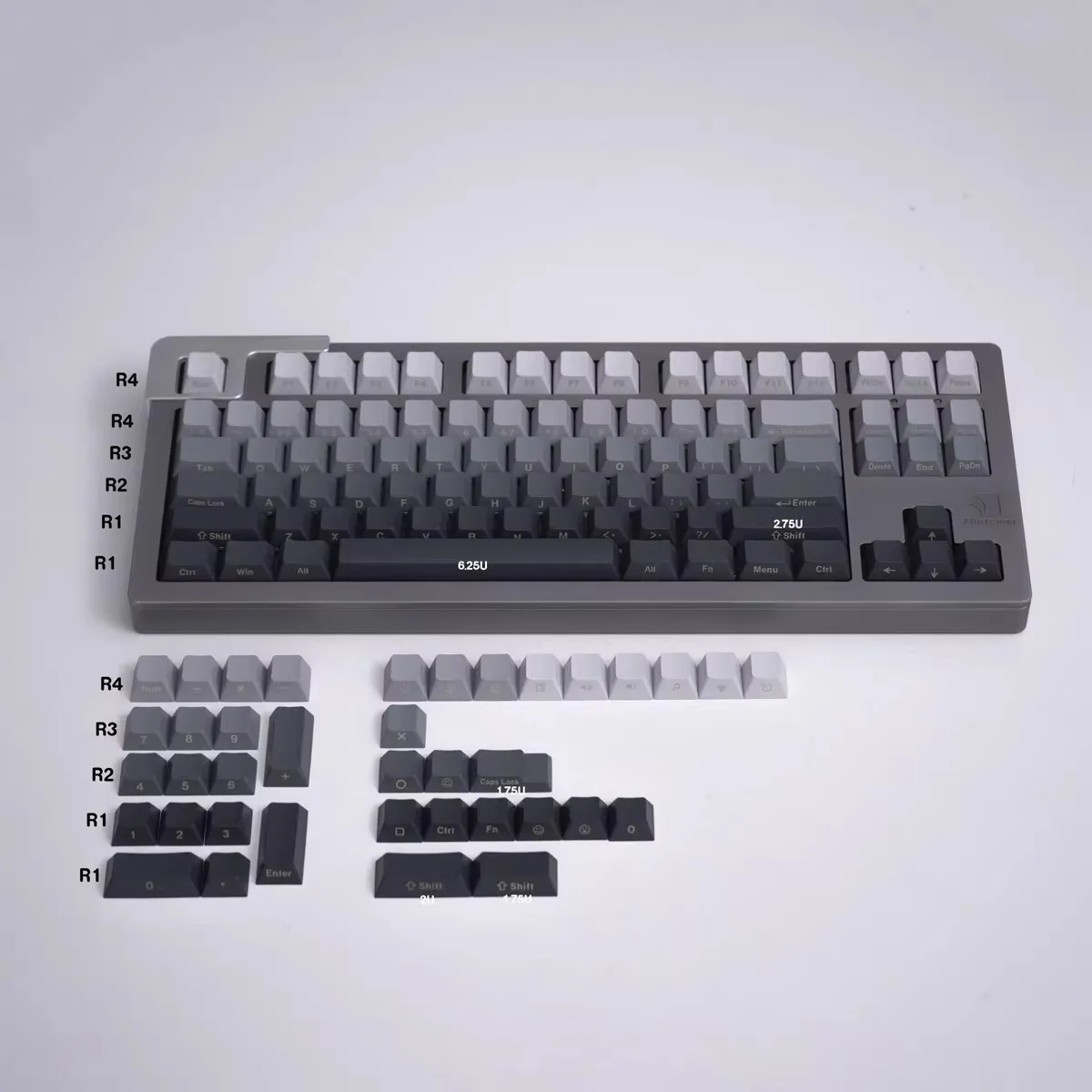 Teclado mecánico de 125 teclas con grabado lateral positivo degradado gris de alta calidad, accesorios de teclado de sublimación Pbt - imagen 5