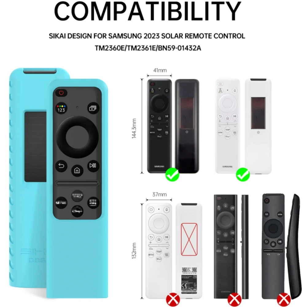 Funda de silicona para Samsung SolarCell 2023 TM2360E BN59-01432A TM2361E BN59-01439A Smart TV remoto antipérdida con cordón - imagen 2