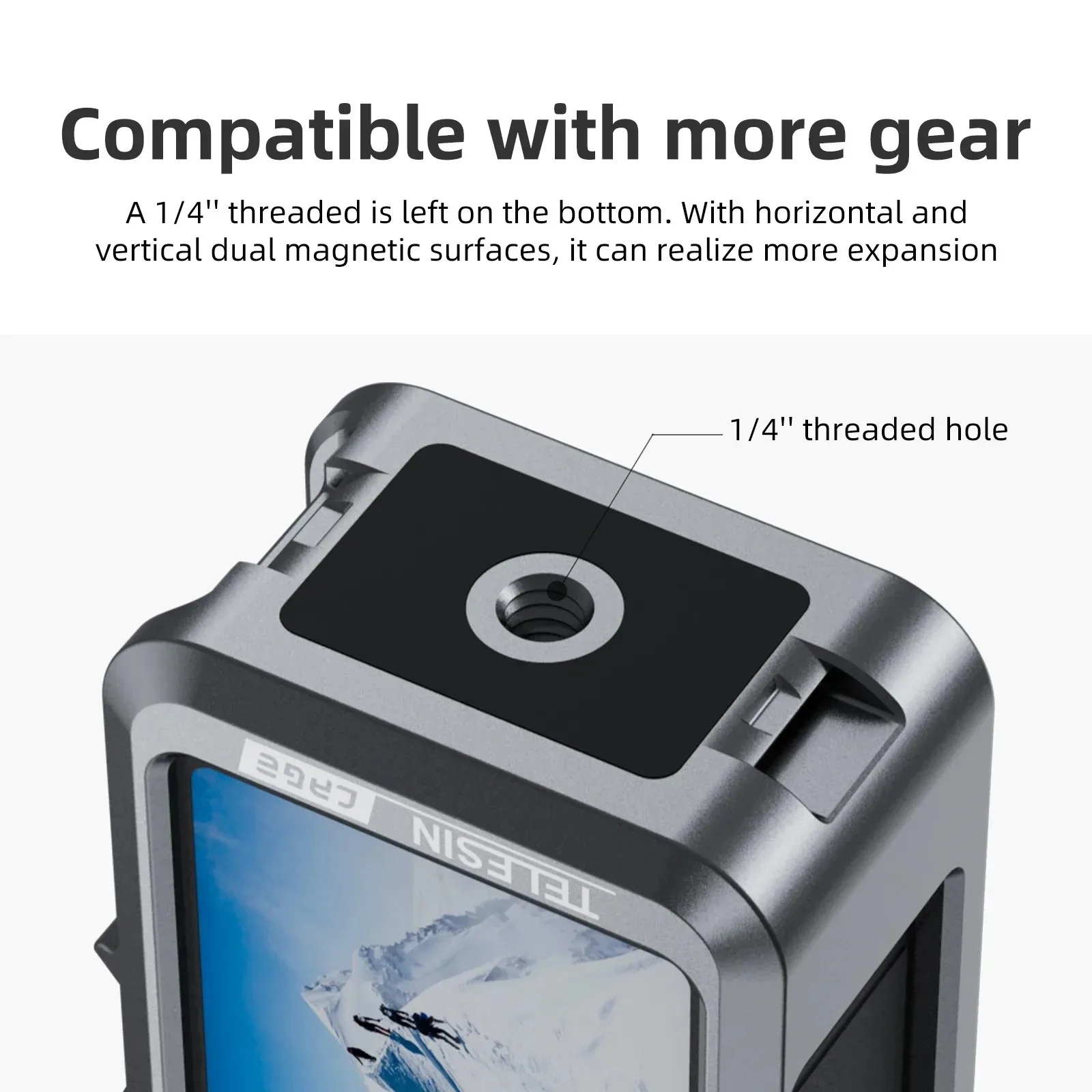 TELESIN-funda protectora de aleación de aluminio para cámara DJI Osmo Action 4, 3, jaula de Metal, montaje de liberación rápida con zapata fría doble - imagen 5