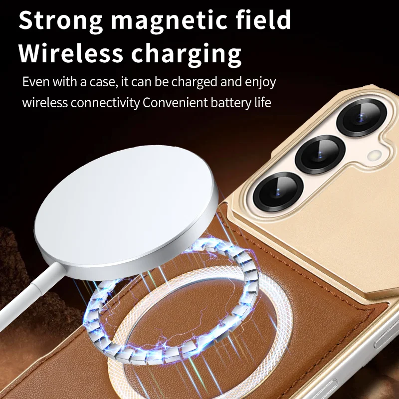 Funda de teléfono magnética de cuero para aromaterapia, a prueba de golpes, para Samsung Galaxy S22 S23 S24 25 Ultra Plus Magsafe, funda de carga inalámbrica - imagen 4