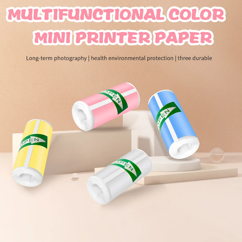 Mini impresora HD de 57x25MM, papel térmico autoadhesivo, rollo de papel, etiqueta adhesiva, foto, impresión sin tinta, impresora portátil, papel de Color - imagen 2