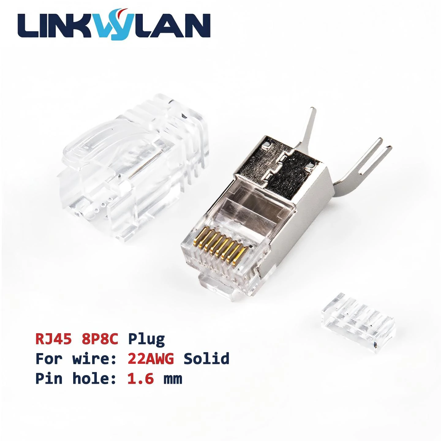 Enchufes de red Linkwylan Cat8 (enchufe RJ45 + barra de carga + arranque) Conector modular de paso STP orificios de 1,6 mm para cables trenzados sólidos - imagen 2