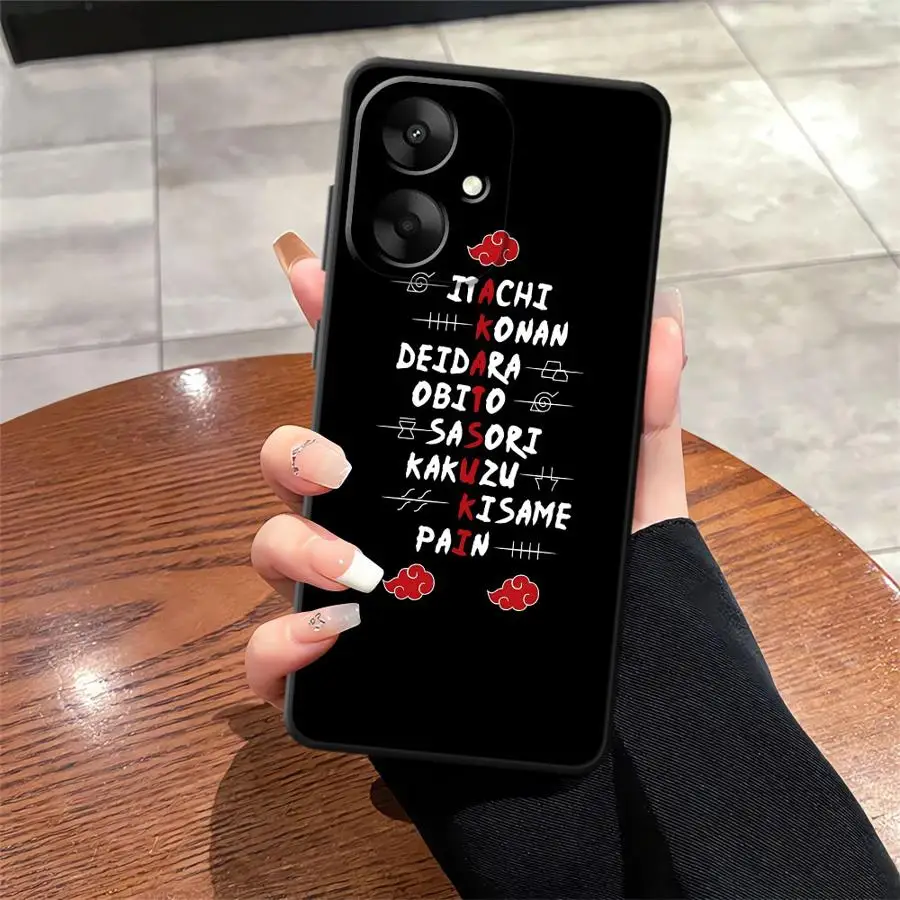 Funda de teléfono suave negra con logotipo artístico de Akatsuki de dibujos animados para Xiaomi Redmi 14C 12C A3 A1 A2 Plus 13C A4 10 A5 K40 K80 Pro 9 - imagen 5