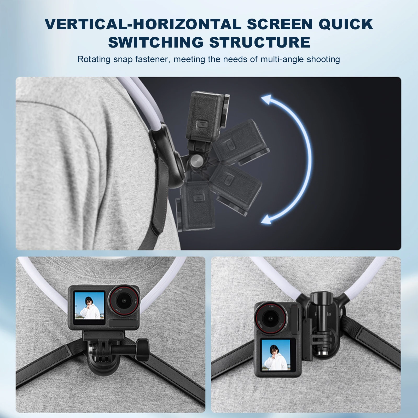 Soporte de montaje en cuello para DJI Action 5 Pro/Osmo 360, soporte para Grabación de Vlog, correa para el pecho, accesorios para correr y grabar - imagen 4