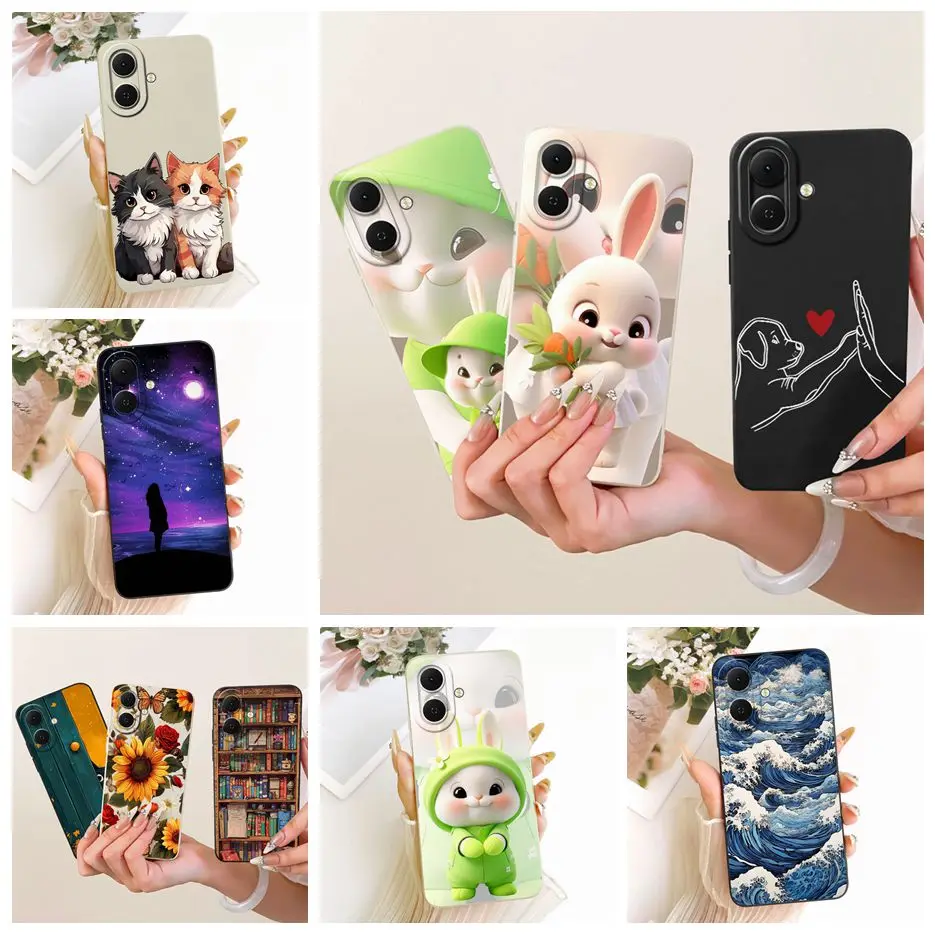 Para Tecno Spark Go 2 funda LJ7 lindo conejo cubierta de dibujos animados suave TPU mate funda de teléfono para Tecno Spark Go 2 SparkGo2 funda trasera Coque