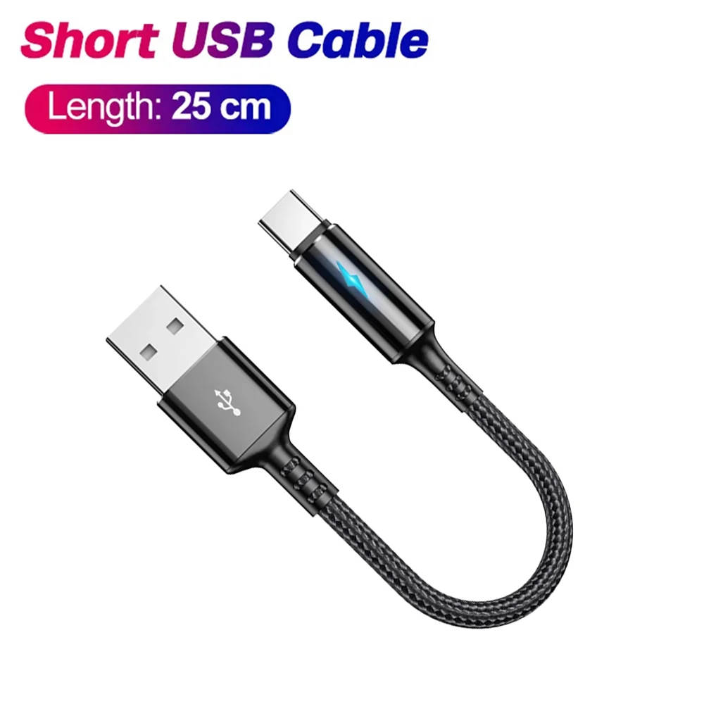 Cable USB de carga rápida ultracorto, portátil, de 0,25 m, para Xiaomi 14, Oneplus 12, POCO X6, Banco de energía, microcable tipo C dedicado