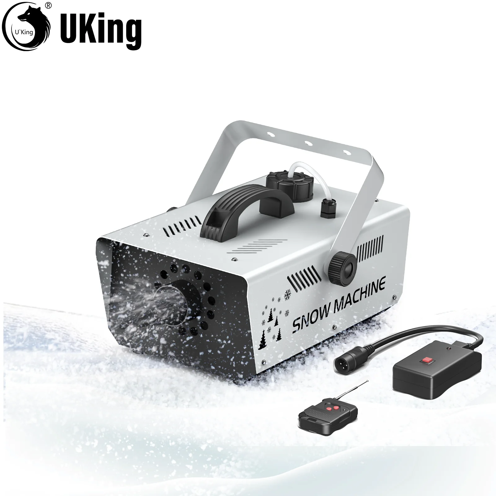 Máquina de nieve U'King de 1000W, Control remoto inalámbrico y con cable, máquinas para hacer copos de nieve artificiales, tamaño ajustable de copo de nieve - imagen 2