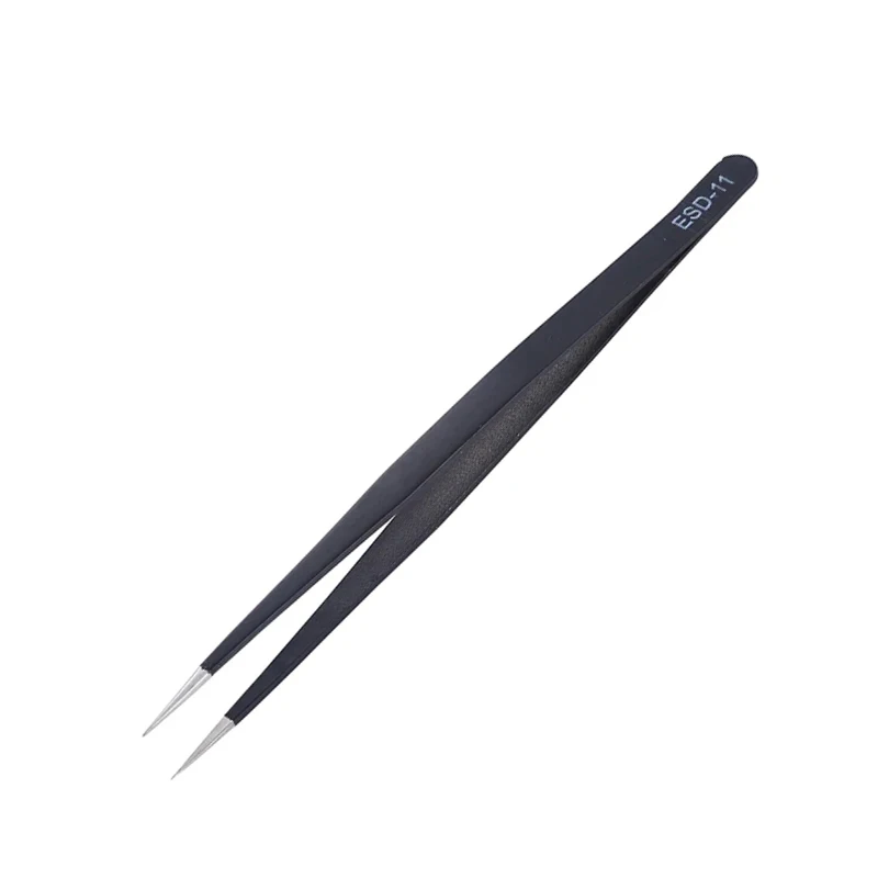 Pinzas antiestáticas de acero inoxidable ESD, herramienta de mantenimiento, juego de herramientas de reparación de pinzas rectas y curvadas de precisión Industrial - imagen 3