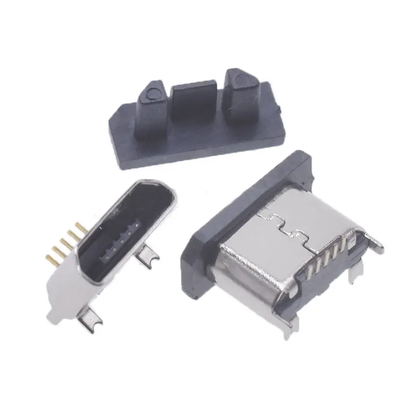 Cltgxdd-Conector Micro USB de 10 a 50 piezas, 5 pines, 5 P, hembra, parche Vertical de 180 grados, puerto de carga SMT, con cubierta antipolvo - imagen 2