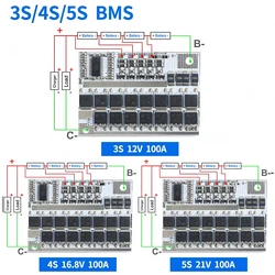 BMS 100A Litio 3S 4S 5S con Balanceo – Protector Baterías Recargables