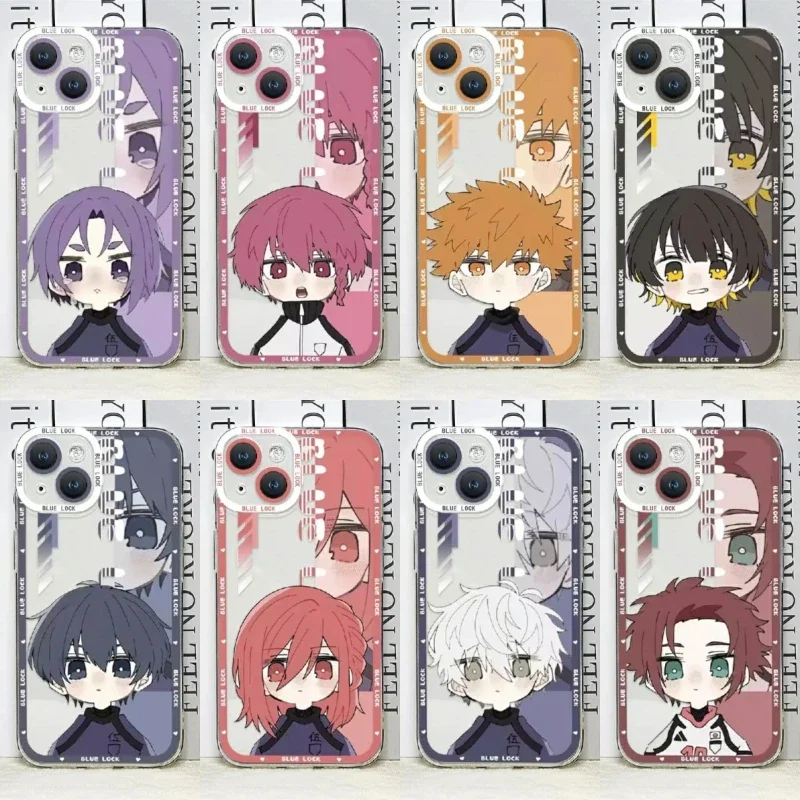 Funda de teléfono con cerradura azul de Anime para Samsung Galaxy A55 A15 A54 5G A16 A35 A25 S25 S24 Ultra S23 FE S20 S21 S22 Plus, funda transparente