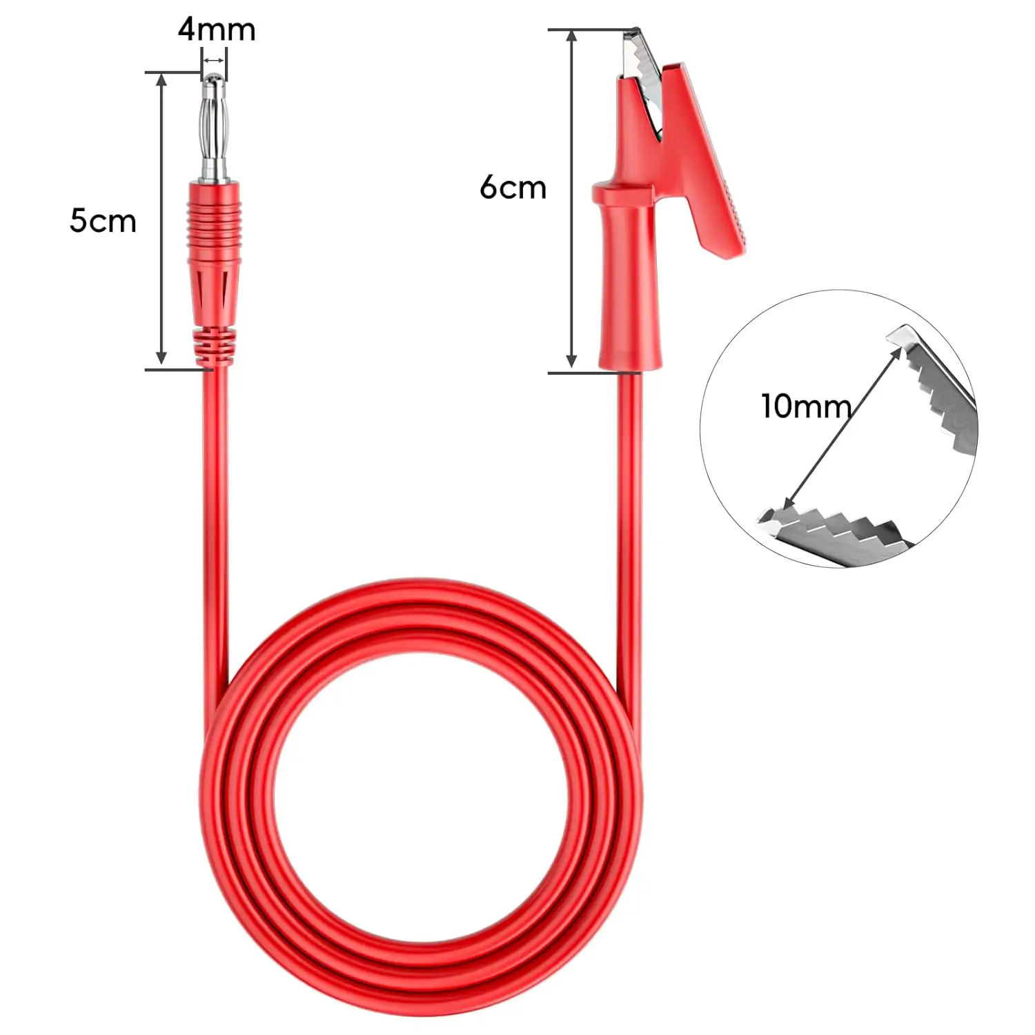 Conector Banana de 4mm a cables de prueba con pinza de cocodrilo, juego de cables con Clip de corcodilo, 2 uds., 3,3 pies para prueba eléctrica multímetro - imagen 3