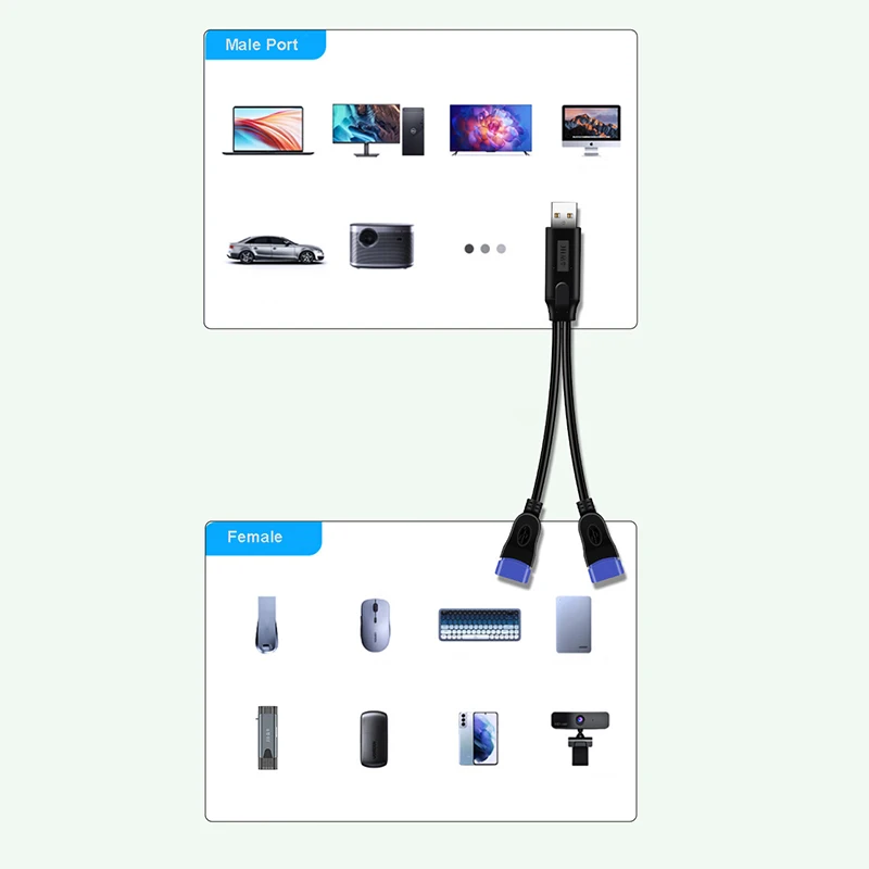 Divisor de Cable USB para cargador de teléfono, adaptador de corriente, 2 puertos macho a hembra, expansor múltiple, extensión OTG, enchufe de acoplamiento de carga - imagen 5