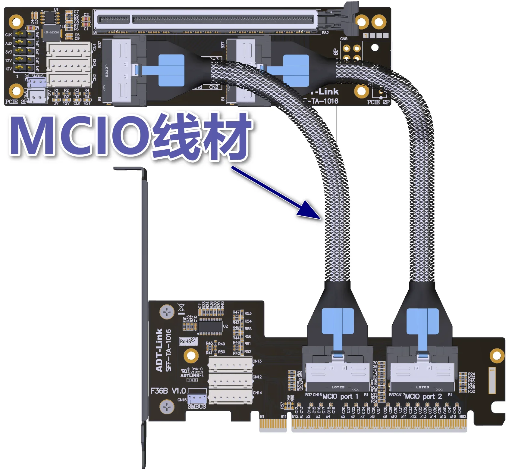 Cable Extensor PCIe ADT GEN4 – Adaptador Bifurcación Elevador - imagen 5