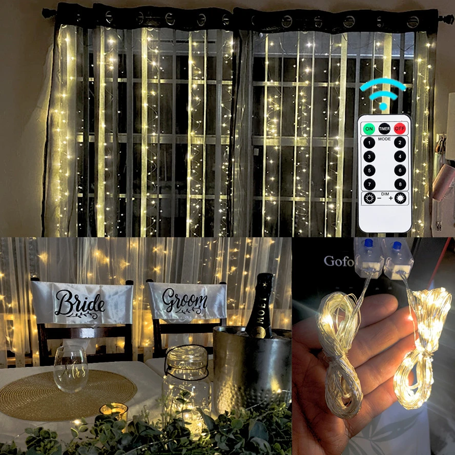 Guirnaldas de luces LED con Control remoto de 8 funciones, guirnalda de luces USB, guirnalda de Navidad para Año Nuevo, boda, fiesta, árbol, decoración de jardín - imagen 2