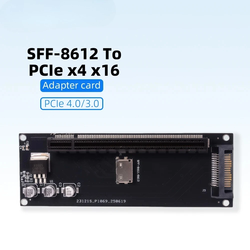 Placa base SFF-8612 a PCIe X4 X16 adaptador tarjeta de expansión para PCI-E 4,0/3,0 Riser SSF-8611 4i a SFF8611 Cable gráficos externos - imagen 3