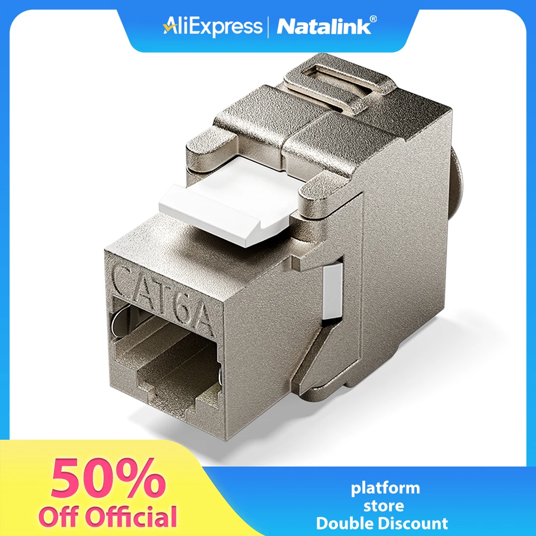 Natalink Módulo Keystone CAT6A RJ45 Blindado Sin Herramientas STP Aleación de Zinc Adaptador de Red 10GB Acoplador Módulo Keystone Jack