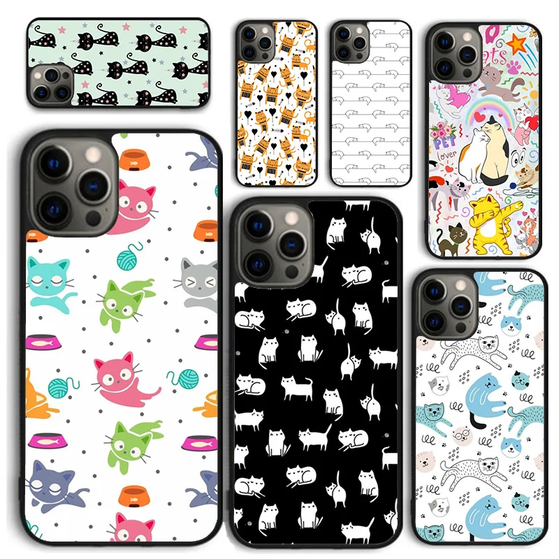 Funda de teléfono con diseño de gato para iPhone 17 Air 16 Coque 15 14 12 13 PLUS 11 PRO MAX, carcasa trasera