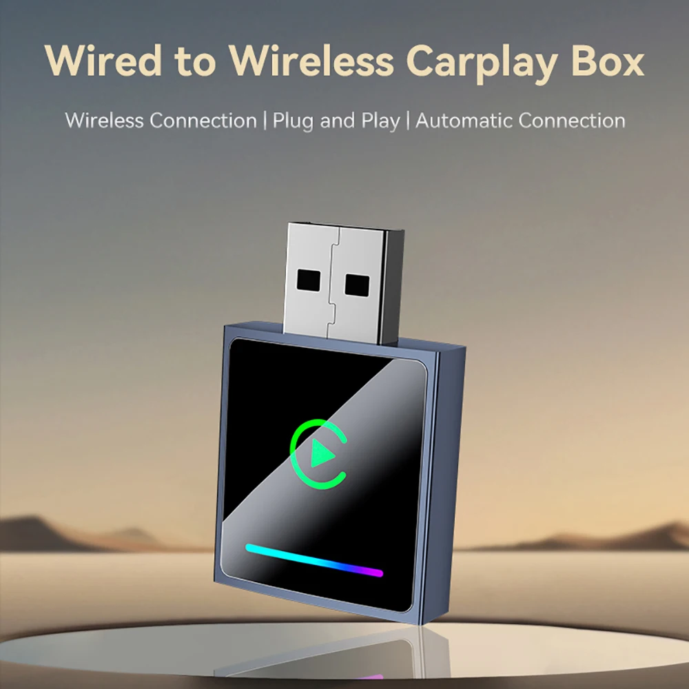 Adaptador inalámbrico CarPlay y Android Auto 2 en 1, Dongle Plug & Play, CarPlay Universal, convierte cable a conexión automática rápida inalámbrica