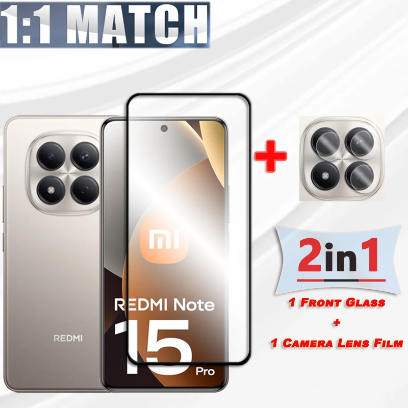 Para Xiaomi Redmi Note 15 Pro 4G Protector de pantalla de vidrio para Redmi Note 15 Pro 4G película protectora de borde negro Protector de lente de cámara - imagen 3