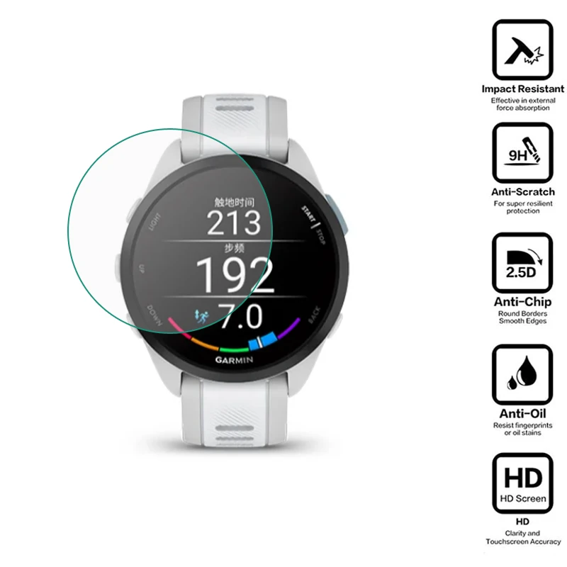 Película protectora transparente de vidrio duro para reloj inteligente, cubierta protectora de pantalla de música para Garmin Forerunner 165, Fr165, accesorios para reloj inteligente