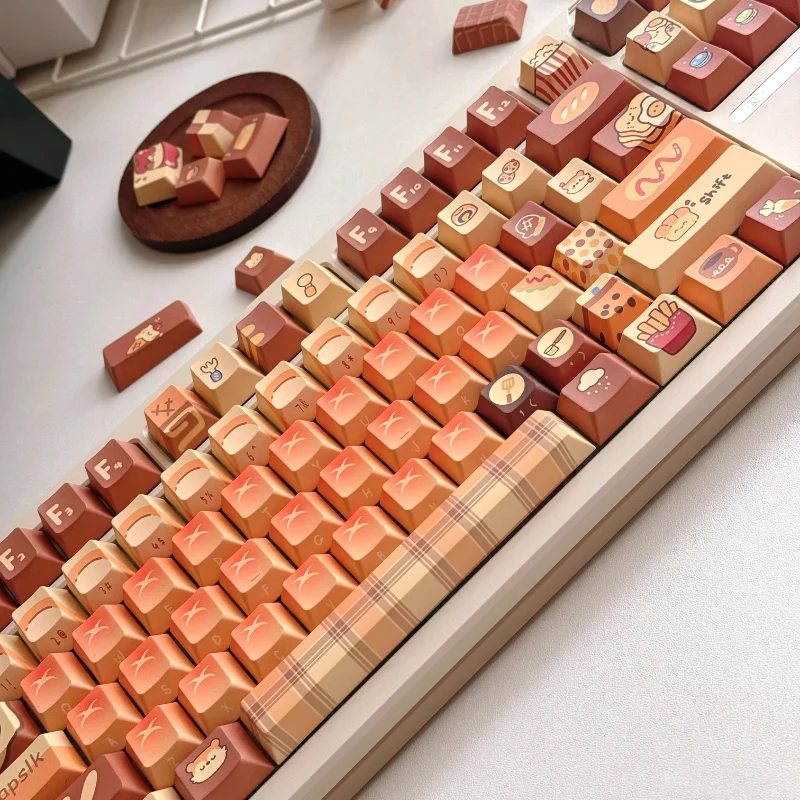 MiFuny-teclas con tema de pan bonito, sublimación de tinte PBT de dibujos animados, 120 teclas, teclas de perfil MOA personalizadas para regalos de teclado mecánico - imagen 2