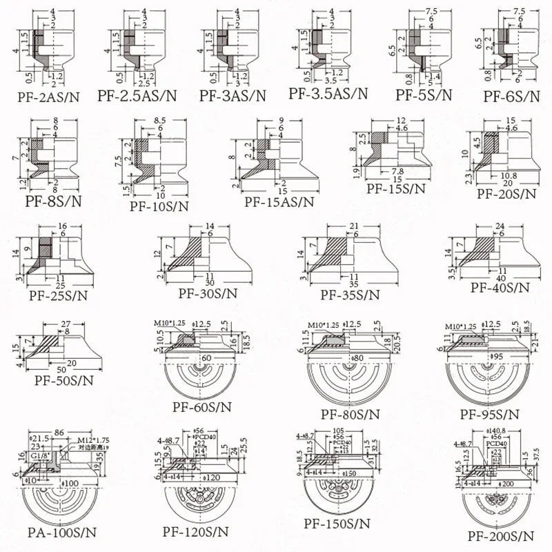 10pcs PFG Manipulator Accessories Vacuum Suction Cup for Injection Molding Machine Robot Hardware Silicone Suction Nozzle - imagen 5