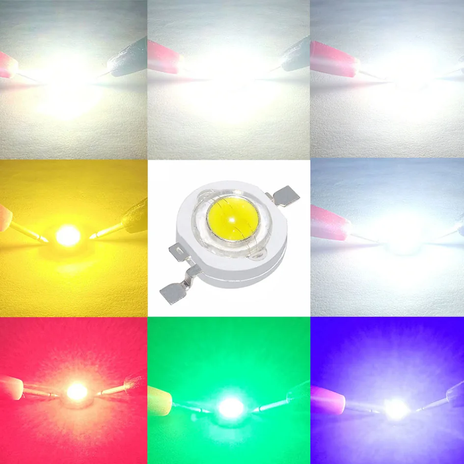 1000 Uds 3W cuentas led de alta potencia 1W 3,2-3,4 V 3,6-3,9 V SMD Chip diodos LED para bombilla DIY cuentas de luz blanco frío cálido azul verde - imagen 3