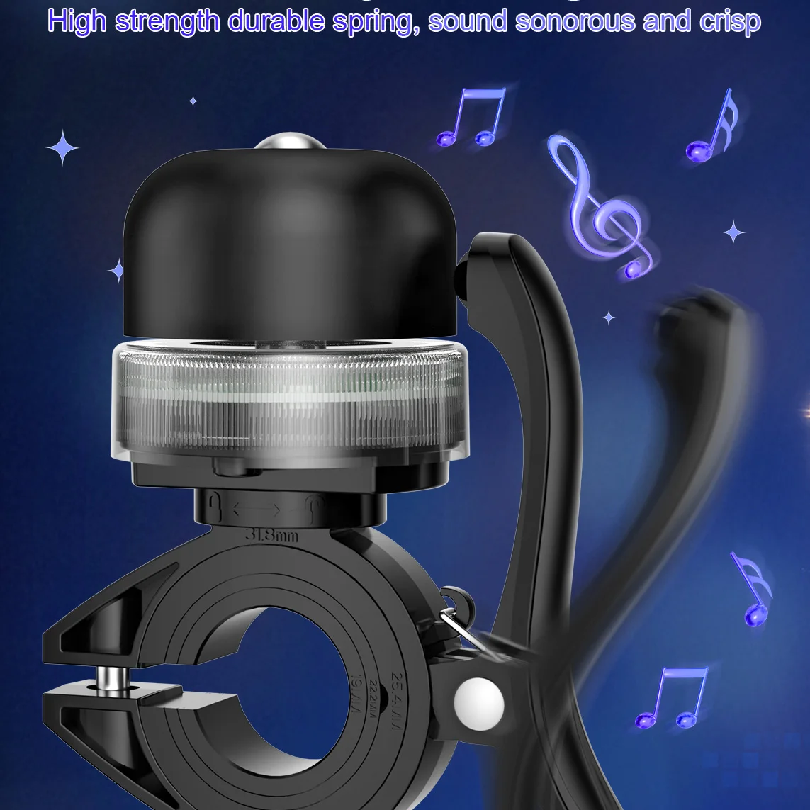 RGEEK-timbre LED recargable para bicicleta de montaña, aleación de aluminio, alarma de advertencia de seguridad, timbre para manillar de ciclismo, bocina para bicicleta - imagen 4