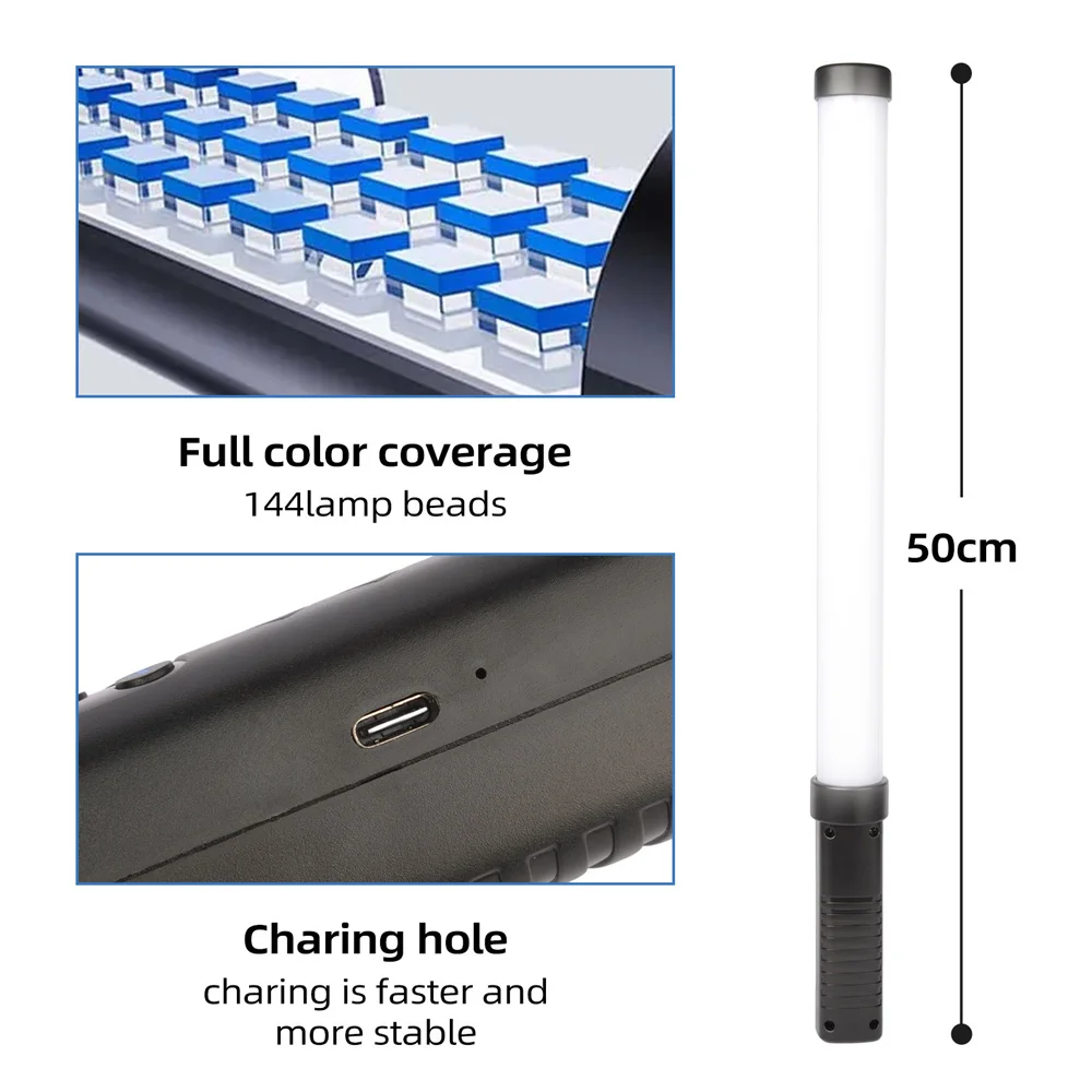 Varita de luz de vídeo RGB, lámpara LED colorida para fiesta, luz de relleno, Flash de mano, iluminación de fotografía con trípode - imagen 5