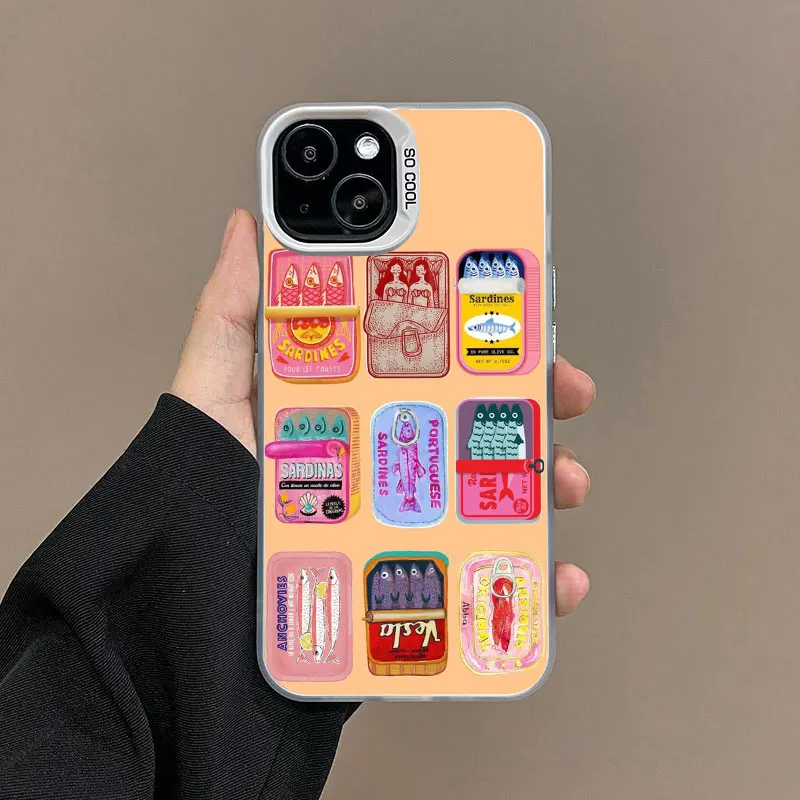 Funda de teléfono con láser de sardinas divertidas de pescado para IPhone 17 16e 16 15 14 13 12 11 Mini Pro Max X XR 8 Air Plus, funda trasera mate anticaída - imagen 5
