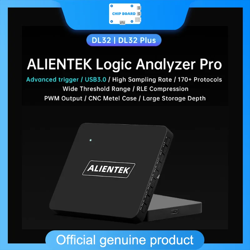 ALIENTEK-analizador lógico DL32, Software de decodificación de protocolo de depuración, frecuencia de muestreo máxima de 1G, 32 canales, herramientas analizador lógico USB3.0