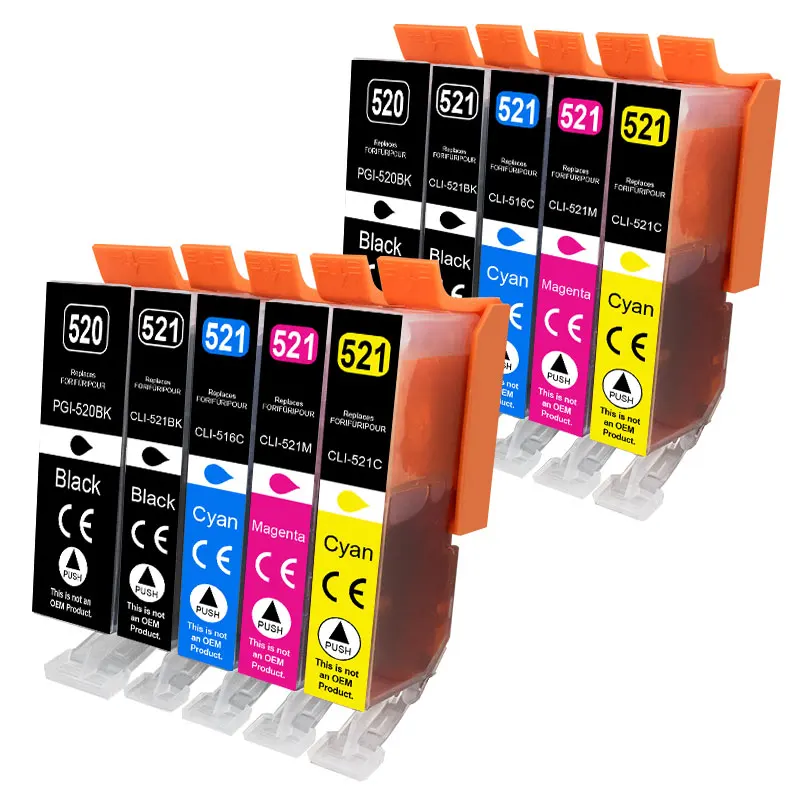 Cartucho de tinta 520 521XL para impresora Canon PGI520 CLI-521 Compatible PIXMA IP3600 IP4600 IP4700 MP540 MP550 MP560 MP620