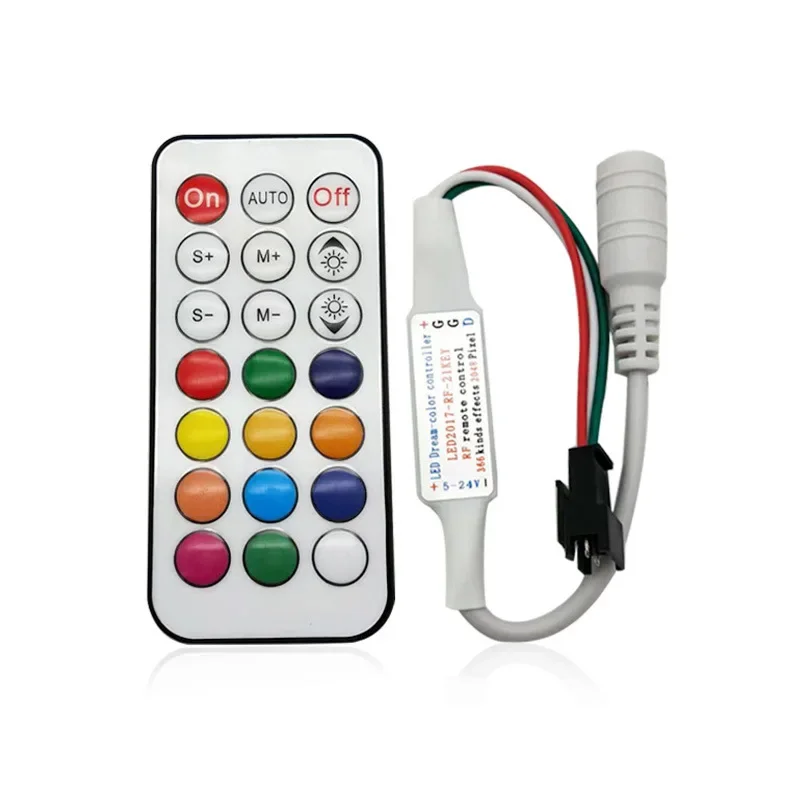 Controlador de luces LED WS2815 WS2813 RF 14 teclas 21 teclas remoto inalámbrico 350 + efecto de sueño 4 pines SM JST RGB IC tira de luz LED DC5-24V - imagen 4