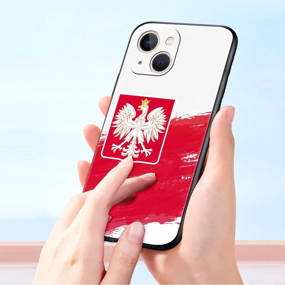Funda de teléfono de lujo con bandera polaca para iPhone 17 Air 16 Plus 13 15 14 12 11 Pro MAX 7 8 SE, funda negra de TPU suave - imagen 5
