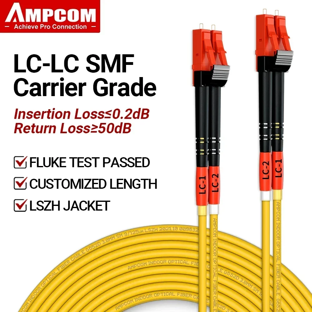 Cable Fibra Óptica AMPCOM LC-LC Monomodo 9/125μm Dúplex