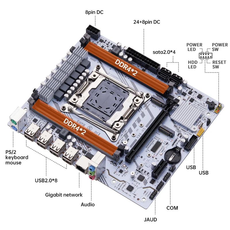 Juego de placa base QIYIDA X99 Xeon LGA2011-3 E5 2650 V4 2 uds * 8gb = 16GB DDR4 RAM USB PCI 3,0 NVME M.2 SATA M-ATX - imagen 5