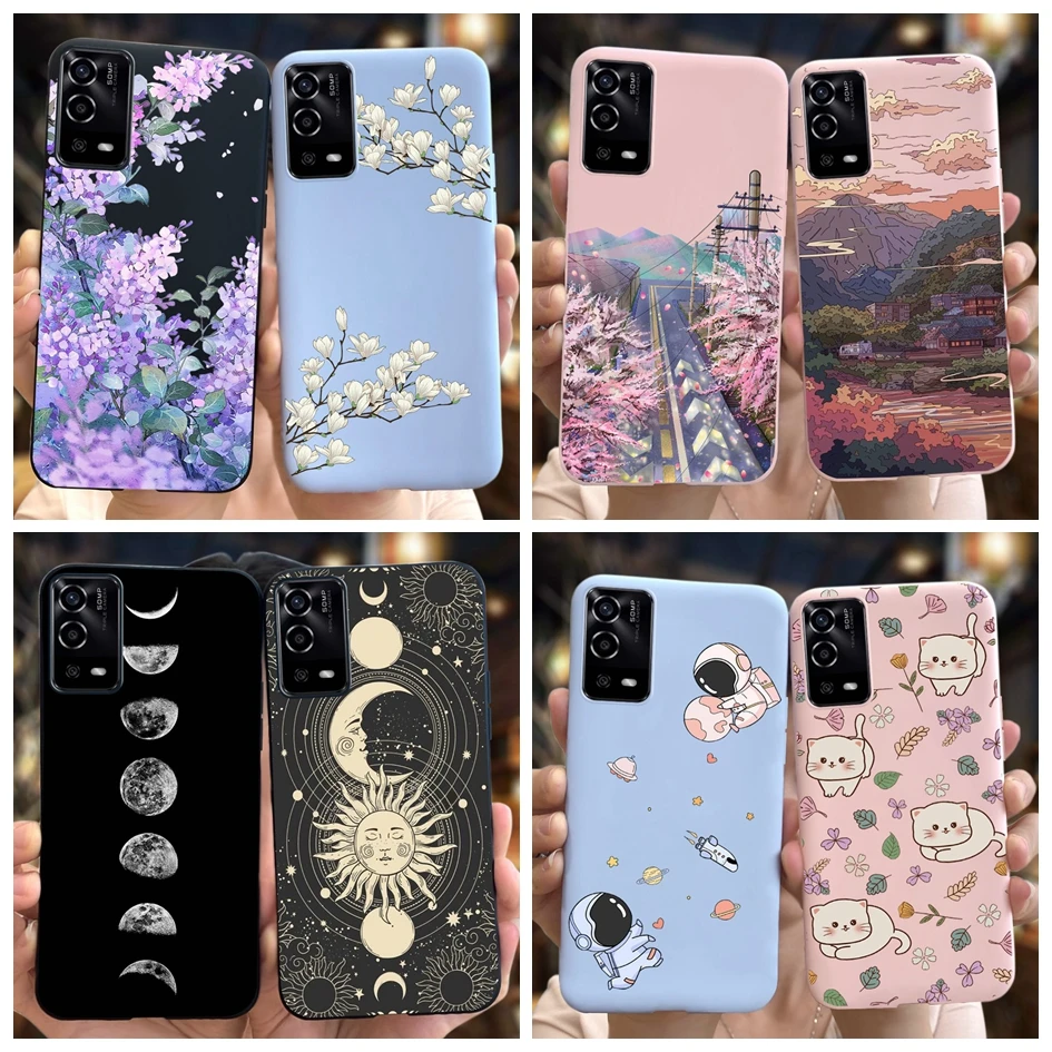 Funda de teléfono de silicona suave para OPPO A55, 4G, 5G, flor, Luna, protección completa, Popular, parachoques para OPPO A55 A 55, CPH2325, OPPOA55