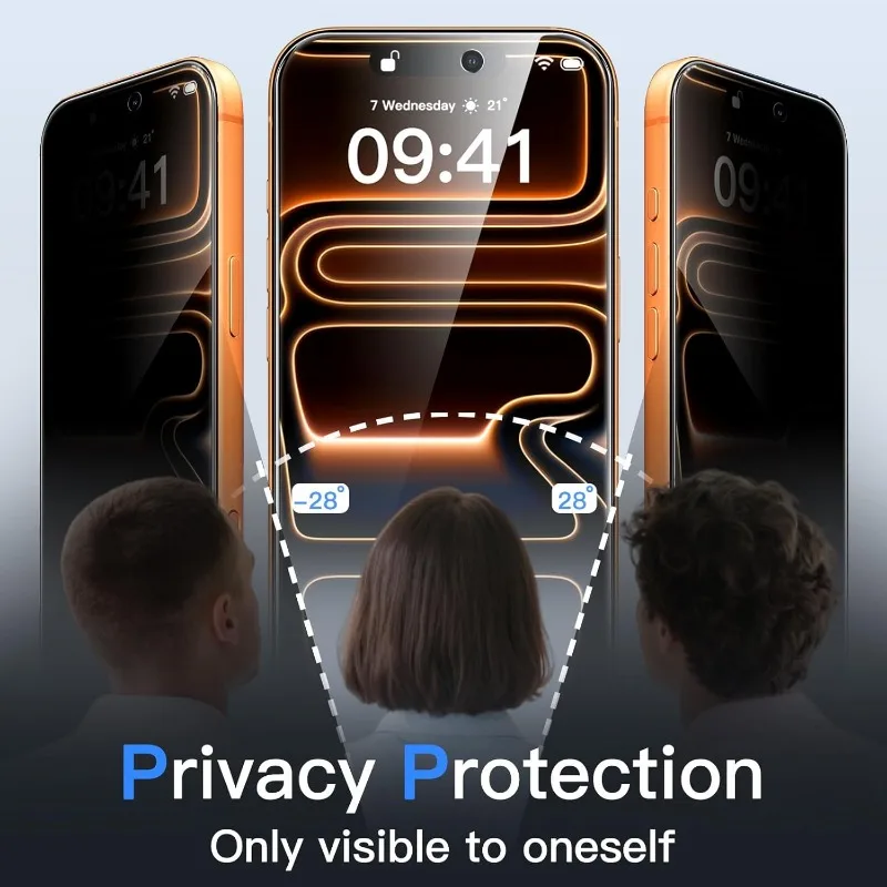4 Uds 9D AR Antirreflejo mate privacidad película cerámica protectores de pantalla antiespía para iPhone 17 16 15 14 13 12 11 Pro Max Plus - imagen 3