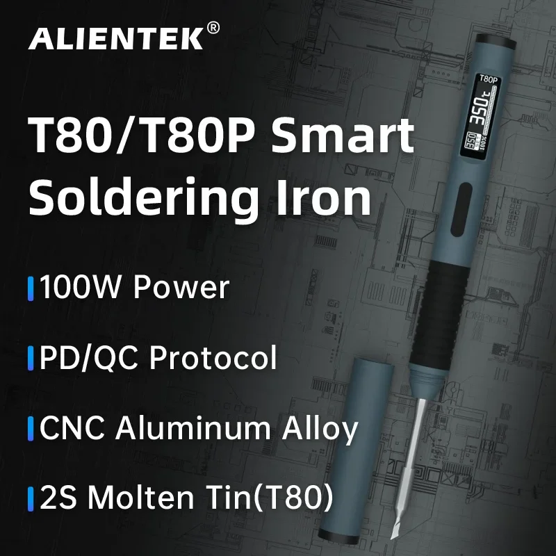 ALIENTEK-soldador T80P PD 100W QC 3,0, temperatura constante ajustable, portátil, T80 T210, herramientas de reparación de soldadura - imagen 3