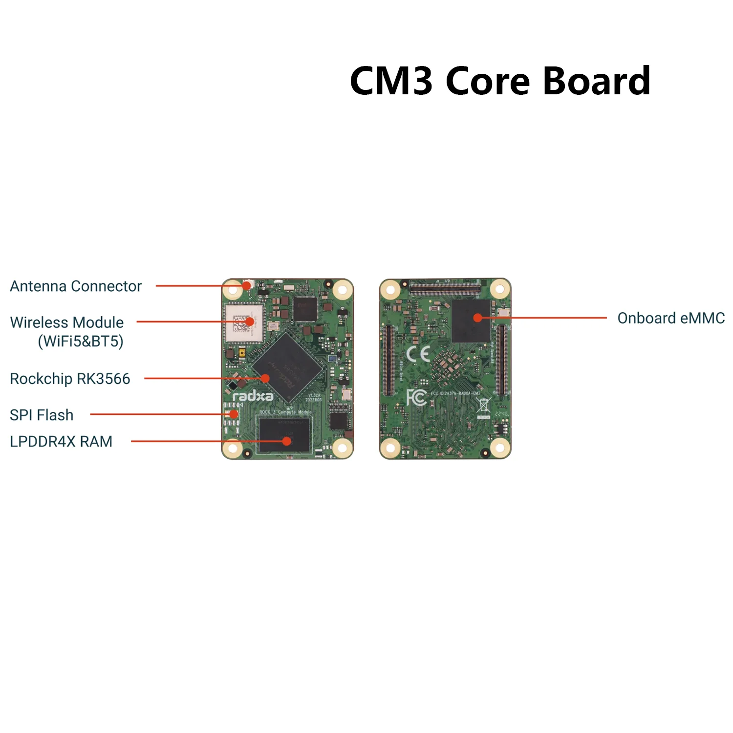Módulo de cómputo Radxa CM3 basado en Rockchip RK3566 SoC Quad-core Arm Cortex-A55Compatible con zócalo Raspberry Pi - imagen 4