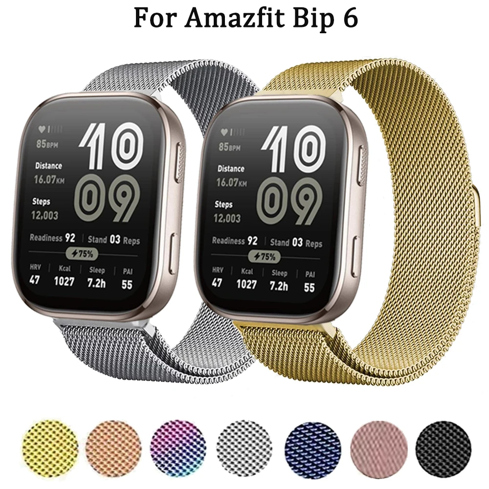 Bucle magnético milanés de 22mm para Amazfit Bip 6/Bip 5 Bip 5 Unity/GTR 2 3 4 pulsera para Amazfit Balance/Cheetah Round/Pro/Stratos