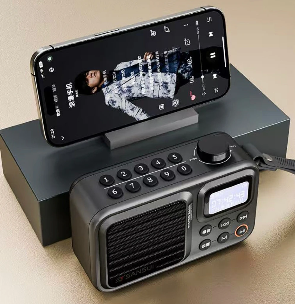 Mini Radio FM portátil para exteriores, grabadora de altavoz Bluetooth de graves pesados con pantalla LED, manos libres inalámbricas, reproductor de música MP3 USB TF - imagen 3