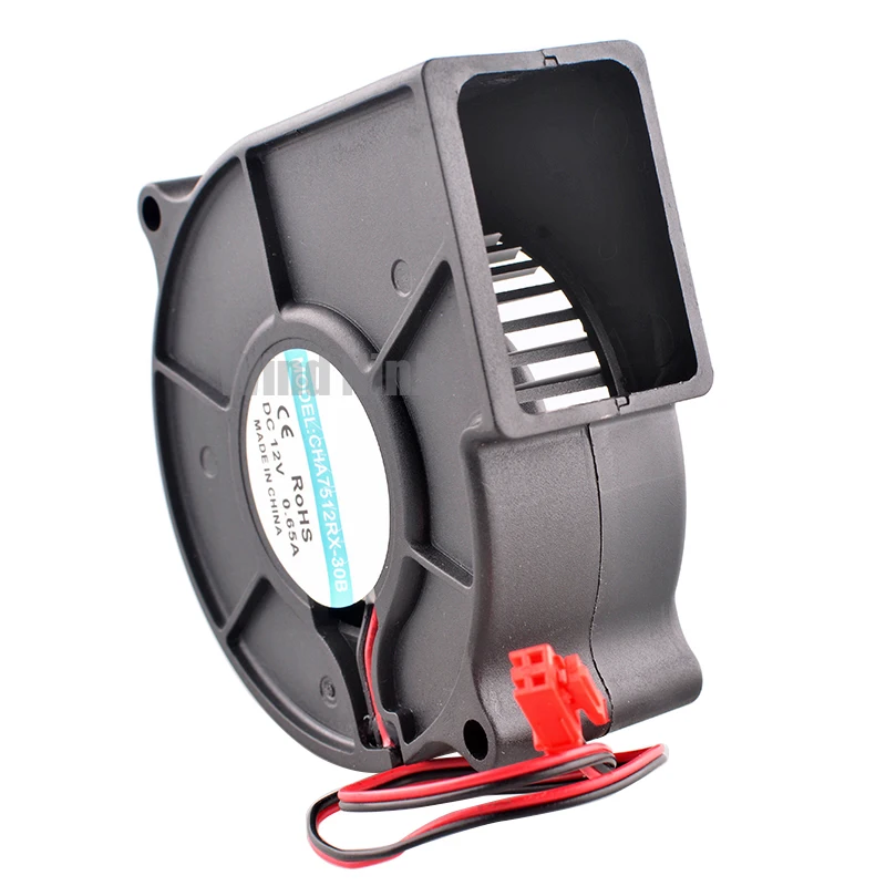 CHA7512RX-30B 75mm 고속 원심 송풍기 팬 7.5cm DC12V 0.65A 4500rpm 건조기 가습기 용 냉각 팬 75x75x30mm - imagen 2