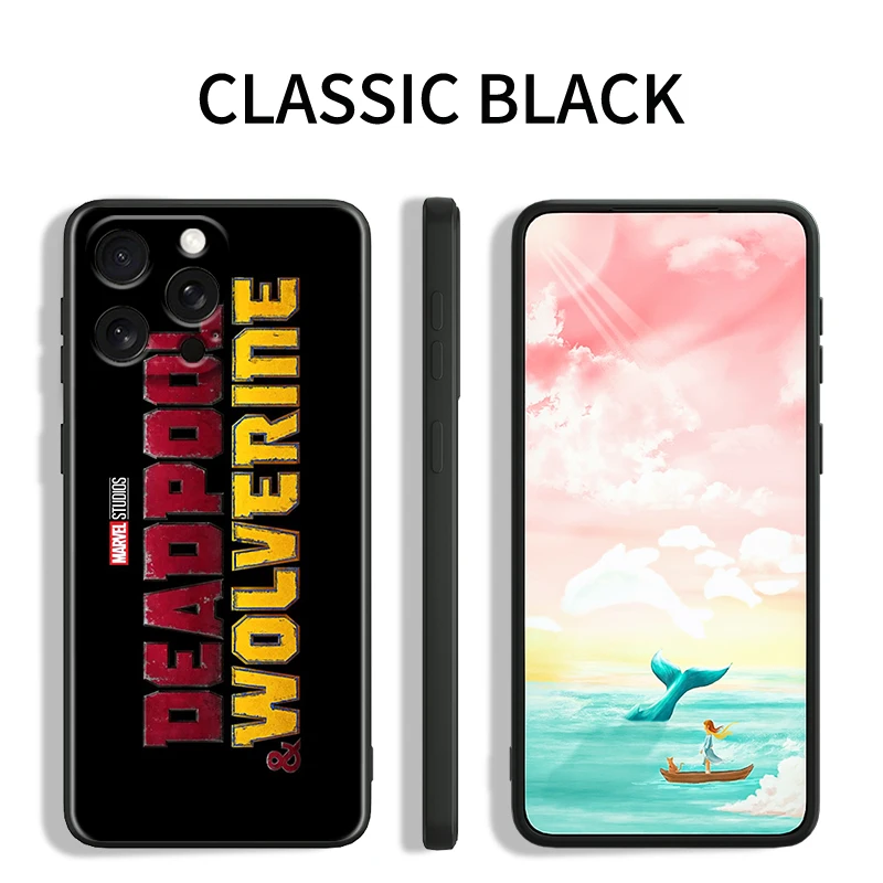 Marvel Deadpool Lobezno película para iPhone 15 14 13 12 11 XS XR X 8 7 SE Pro Max Plus Mini funda negra para teléfono - imagen 4