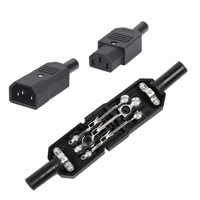 Conector de clavija de acoplamiento IEC320 10A 250V negro macho hembra conector C13 C14 enchufe recargable Konektor enchufe de CA de 3 pines - imagen 4