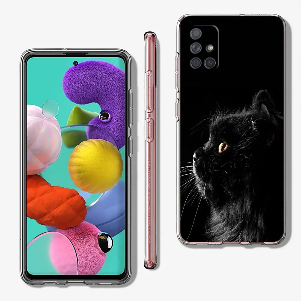 Funda para Samsung Galaxy A13 A23 A33 A53 A73 5G A51 A71 A21S A12 A11 A31 A41 A03s A52 A32 A22 cubierta transparente ojo estrellado de gato negro - imagen 2
