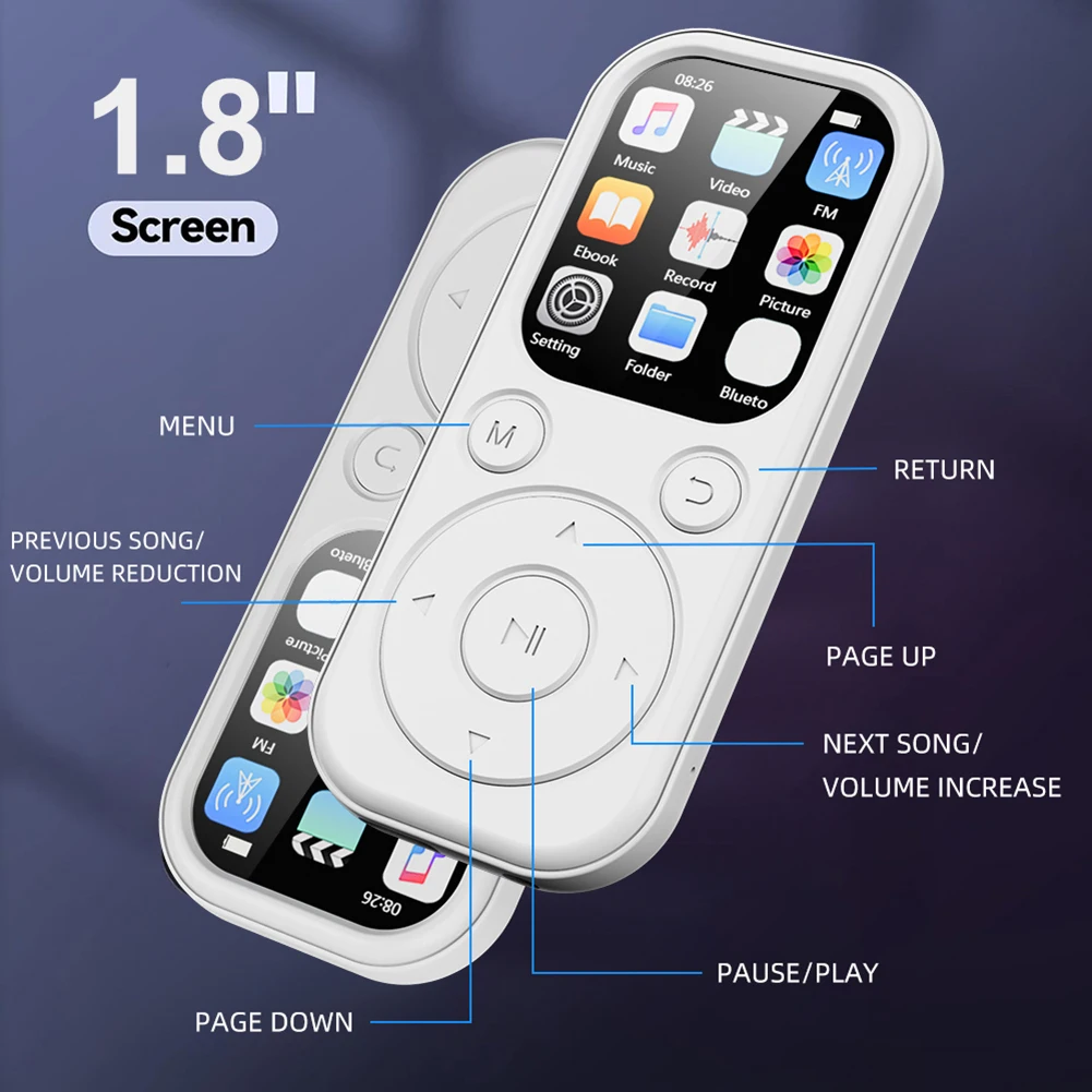 Reproductor MP3 MP4, reproductor de música sin pérdidas, Bluetooth 5,4, altavoz estéreo de música, Walkman con pantalla IPS de 2,0 pulgadas con grabadora de Radio FM, libro electrónico - imagen 3